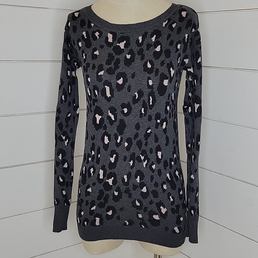 Y2K ARIZONA small black cheetah animal print cotton sweater